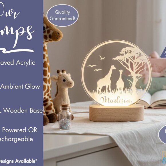 Safari Jungle Custom Name Light • Personalized LED Cloud Decor • Kids Gift - Picture 3 of 8